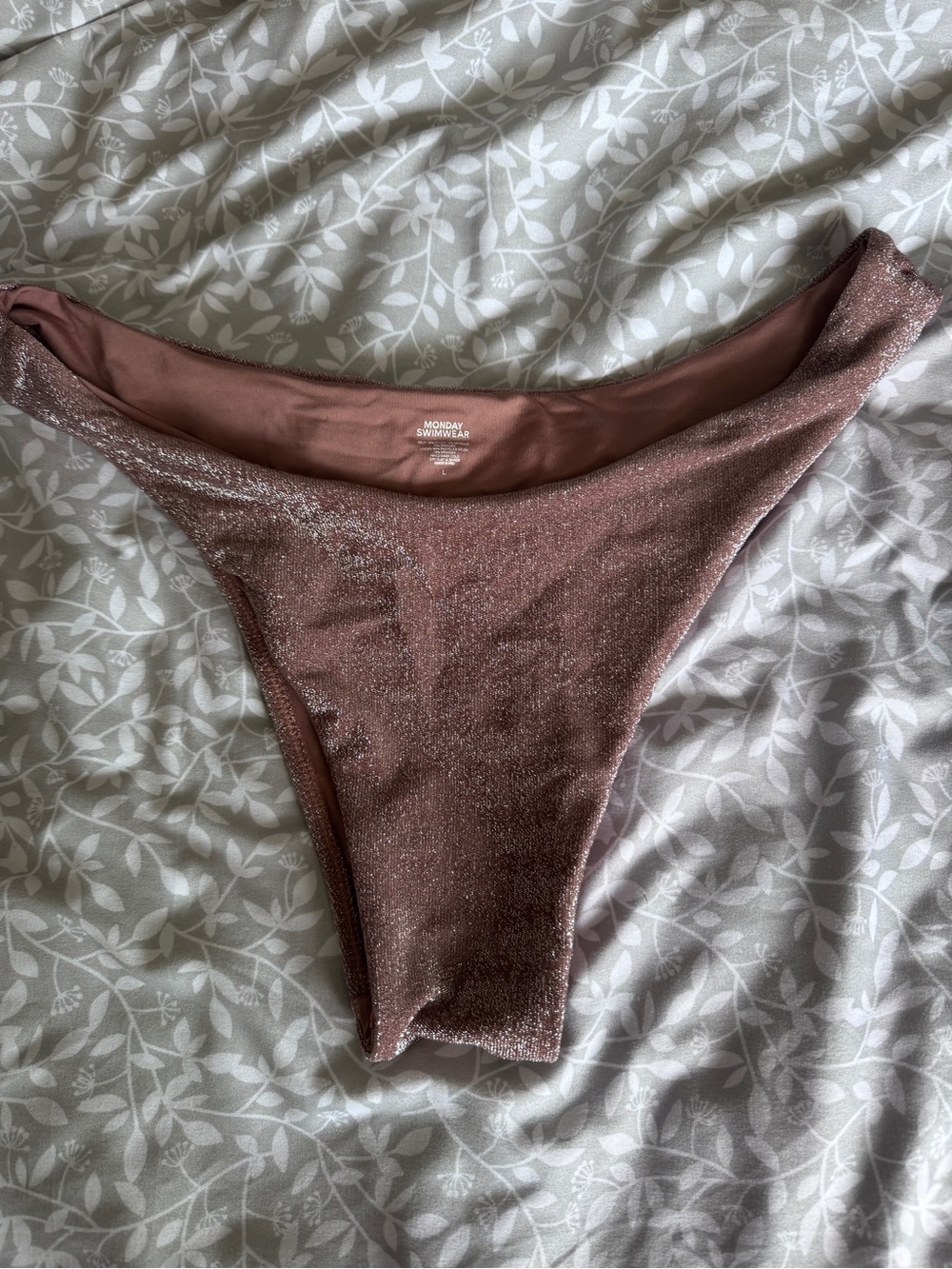 Monday Swimwear Rose Metallic Mauve Shimmer Bikini Bottom